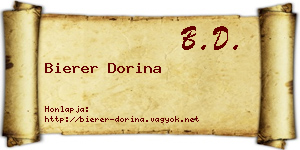Bierer Dorina névjegykártya